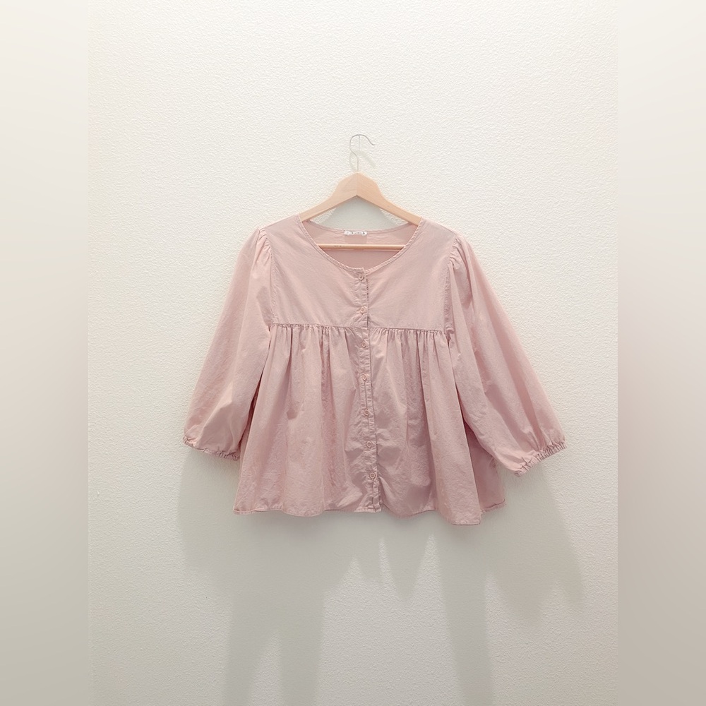 M Pink Babydoll Blouse